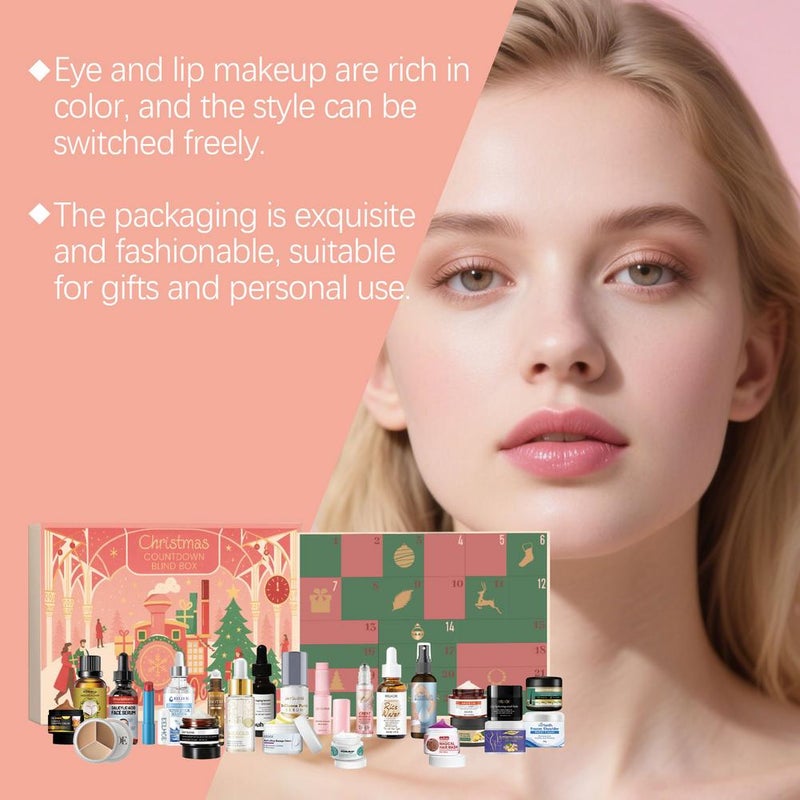 Christmas Beauty Advent Calendar, 24 Days Makeup Skincare Bli-nd Box for Women, Surprise Gift Set with Face Serum, Lip Balm, Hand Cream - Image 3